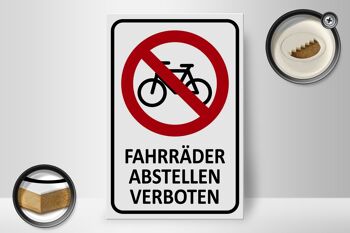 Panneau en bois indiquant 20x30cm stationnement vélos interdit 2