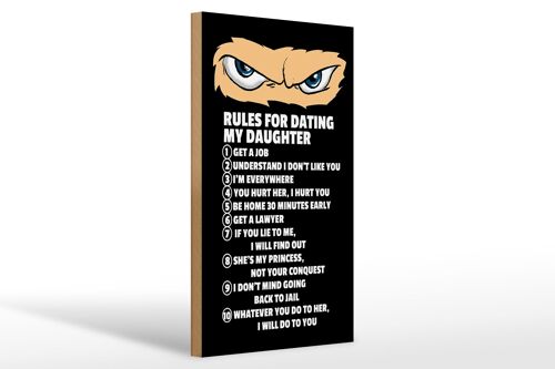 Holzschild Spruch 20x30cm Rules for dating my daughter Ninja