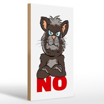 Cartel de madera que dice 20x30cm NO (gato)