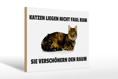 Holzschild Spruch 30x20cm Katzen verschönern den Raum