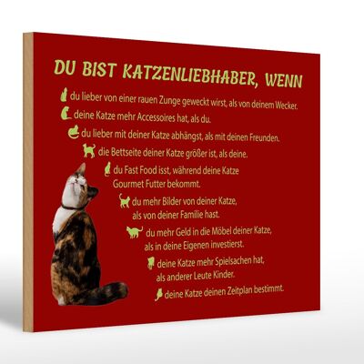 Holzschild Spruch 30x20cm du bist Katzenliebhaber wenn