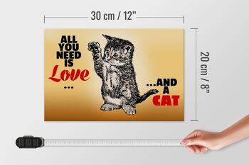 Panneau en bois 30x20cm Tout ce dont vous avez besoin c'est d'amour et d'un chat 4