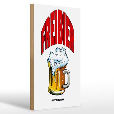 Wooden sign 20x30cm Free beer tomorrow (beer mug)