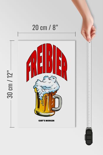 Panneau en bois 20x30cm Bière gratuite demain (chope à bière) 4