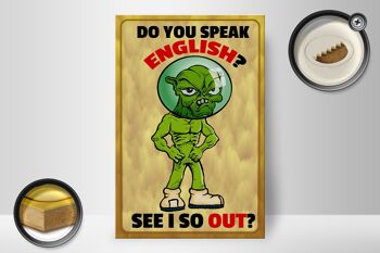 Panneau en bois disant 20x30cm Do you speak english See i so out 2