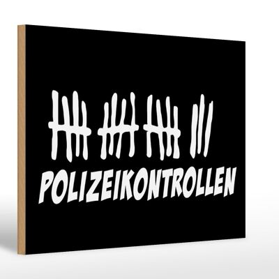 Cartello in legno con elenco 30x20 cm assegni della polizia nero
