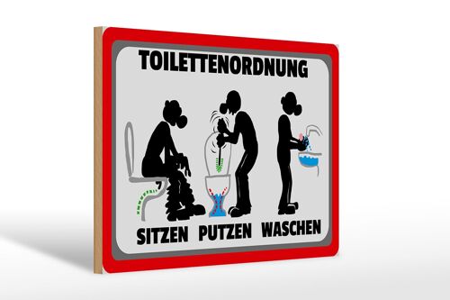 Holzschild Hinweis 30x20cm Toilettenordnung sitzen putzen