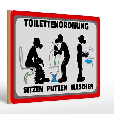 Holzschild Hinweis 30x20cm Toilettenordnung sitzen putzen