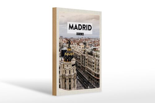 Holzschild Reise 20x30cm Madrid Spanien Reiseziel Architektur