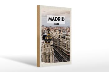 Panneau en bois voyage 20x30cm Madrid Espagne destination de voyage architecture 1