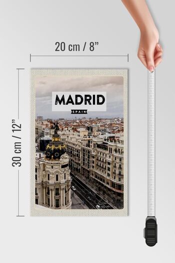 Panneau en bois voyage 20x30cm Madrid Espagne destination de voyage architecture 4