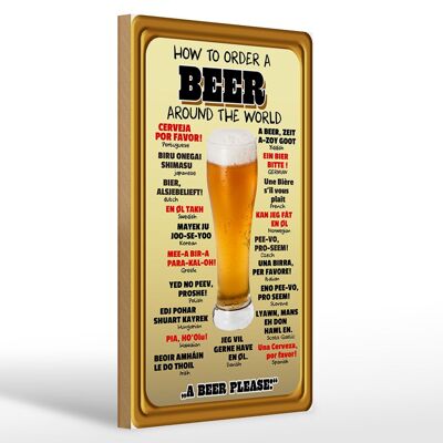 Holzschild 20x30cm How to order a Beer please