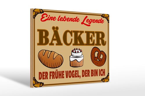 Holzschild Essen 30x20cm Lebende Legende Bäcker Brot