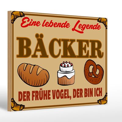 Holzschild Essen 30x20cm Lebende Legende Bäcker Brot