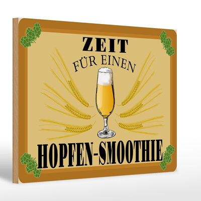 Cartel de madera 30x20cm Time for Hops Smoothie Beer