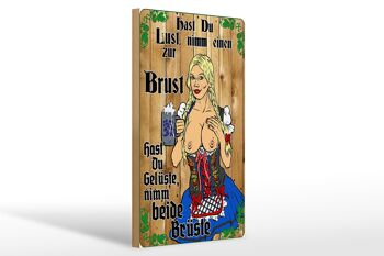 Panneau en bois Pinup 20x30cm Take one to the Chest Beer 1