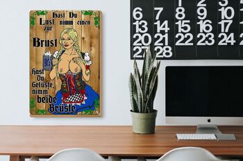 Panneau en bois Pinup 20x30cm Take one to the Chest Beer 3