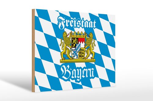 Holzschild Bayern 30x20cm Freistaat Bayern Wappen