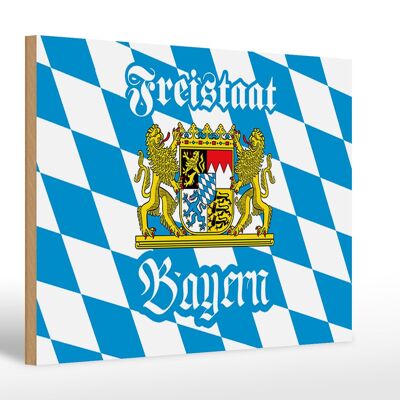 Cartel de madera Baviera 30x20cm Escudo de armas del Estado Libre de Baviera