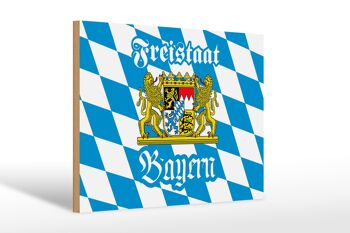 Panneau en bois Bavière 30x20cm Armoiries de l'État libre de Bavière 1