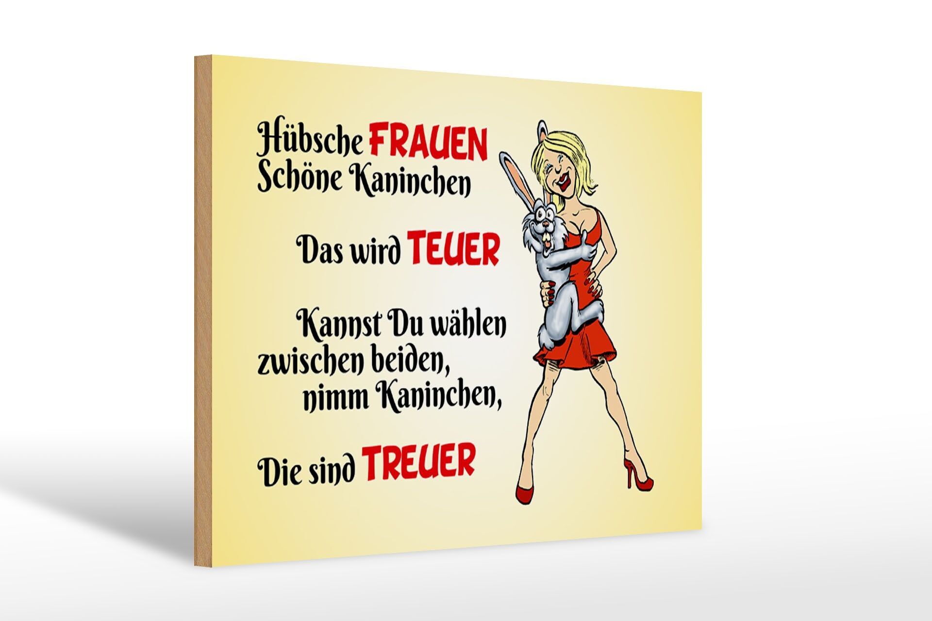 Cartel de madera que dice 20x30cm Mujeres bonitas conejos hermosos