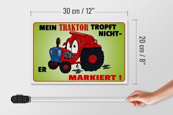 Panneau en bois indiquant 30x20cm Le tracteur ne coule pas, il est marqué 4