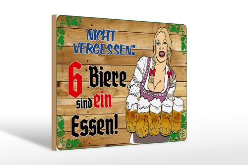 Holzschild 30x20cm 6 Biere sind ein Essen