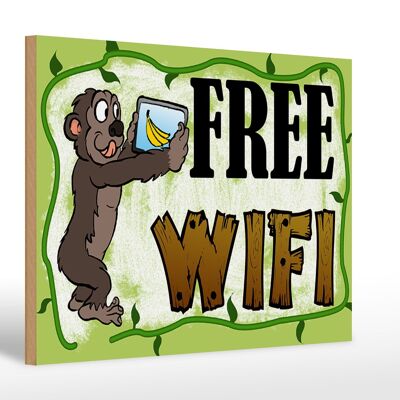 Holzschild Hinweis 30x20cm Free WiFi Internet