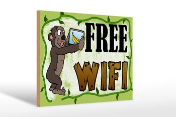 Panneau d'avertissement en bois 30x20cm Internet WiFi gratuit 1