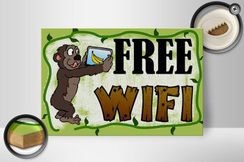 Panneau d'avertissement en bois 30x20cm Internet WiFi gratuit 2