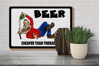 Panneau en bois 30x20cm Bière moins chère que la bière thérapeutique 3