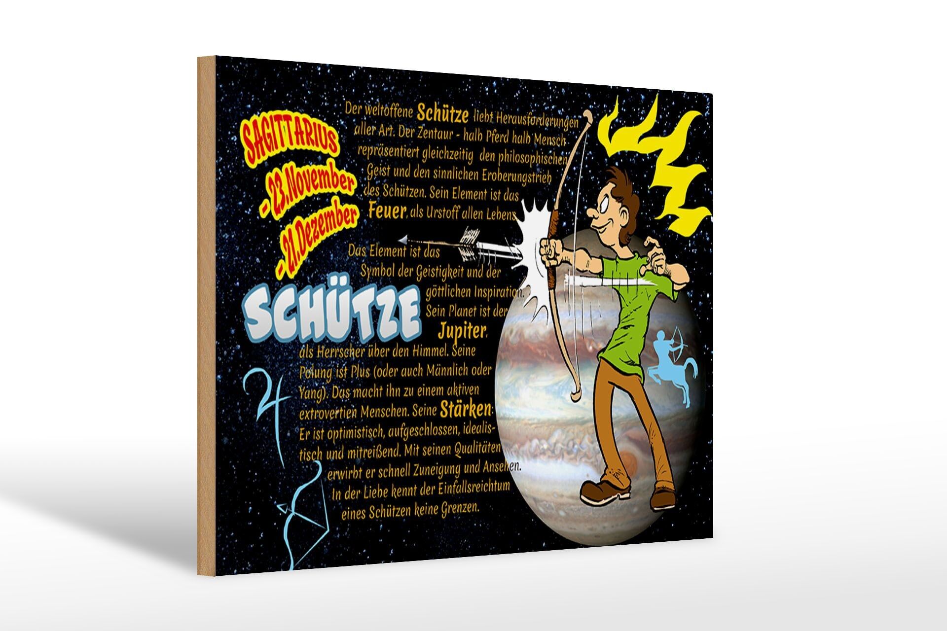 Segno zodiacale in legno 30x20cm Sagittario Pianeta Giove