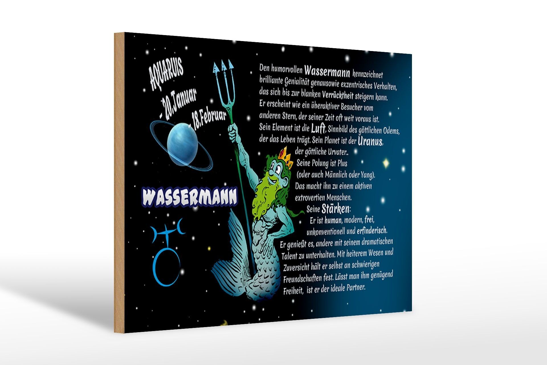 Segno zodiacale in legno segno 30x20cm Acquario