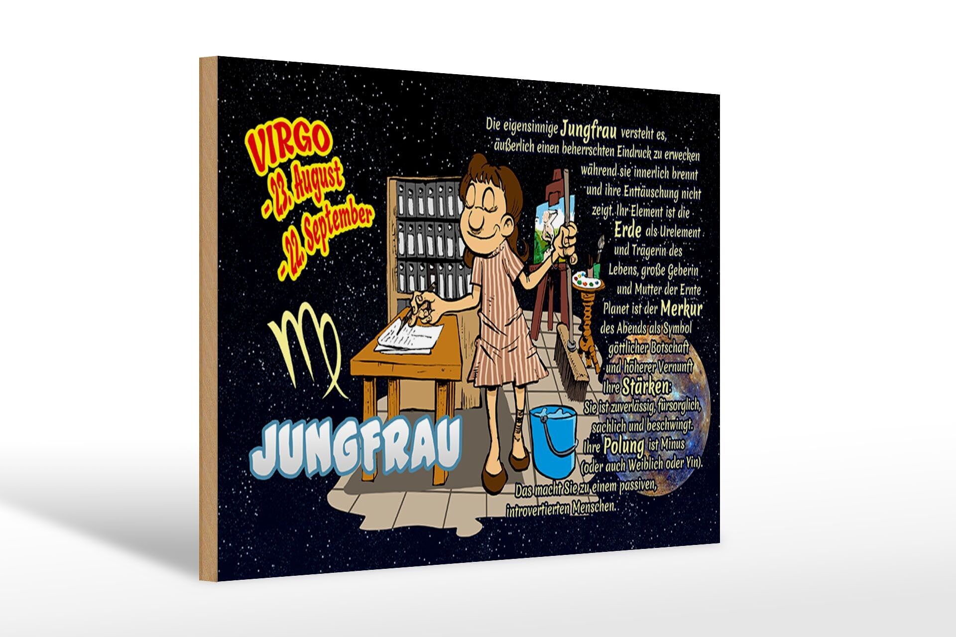 Segno zodiacale in legno segno 30x20cm Vergine Pianeta Mercurio