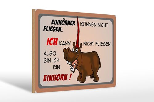 Holzschild Tiere 30x20cm kann nicht fliegen bin Einhorn