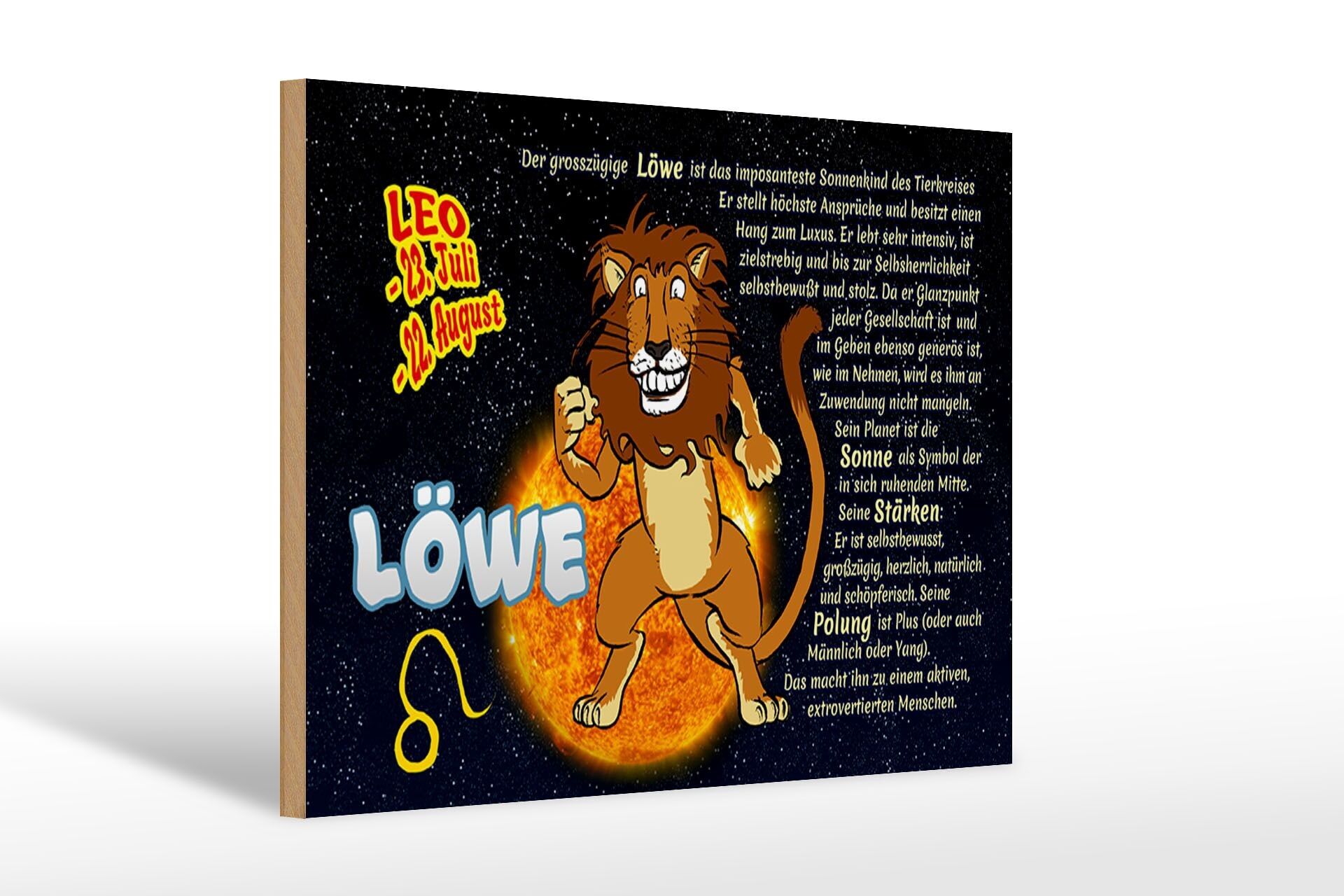 Segno zodiacale in legno 30x20 cm Leone Pianeta Sole