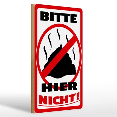 Holzschild Hinweis 20x30cm Bitte hier nicht Kot Tiere Hund