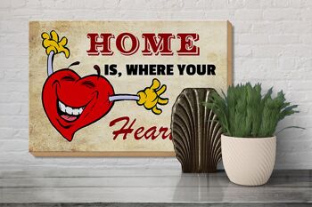 Panneau en bois indiquant 30x20cm La maison est là où se trouve votre cœur 3