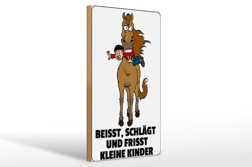 Holzschild Hinweis 20x30cm Pferd beisst frisst Kinder