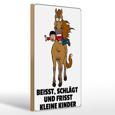 Holzschild Hinweis 20x30cm Pferd beisst frisst Kinder