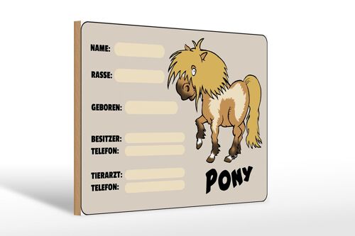 Holzschild Pony 30x20cm Tiere Name Rasse Besitzer geboren