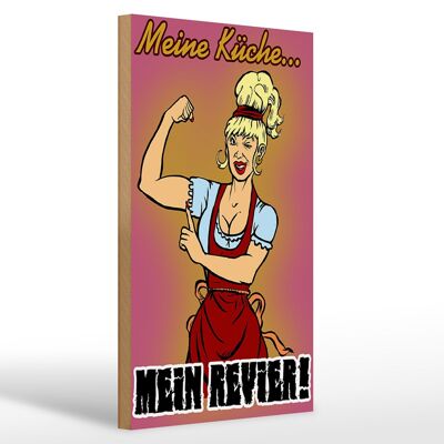 Holzschild Pinup 20x30cm Spruch Meine Küche mein Revier