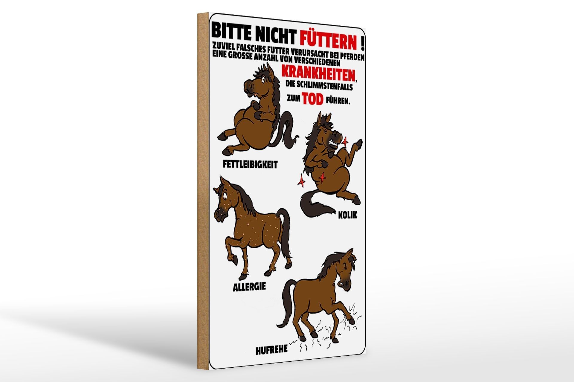 Cartello in legno con nota 20x30 cm: non dare da mangiare al cavallo malato