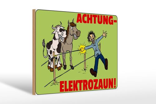 Holzschild Hinweis 30x20cm Tiere Achtung Elektrozaun