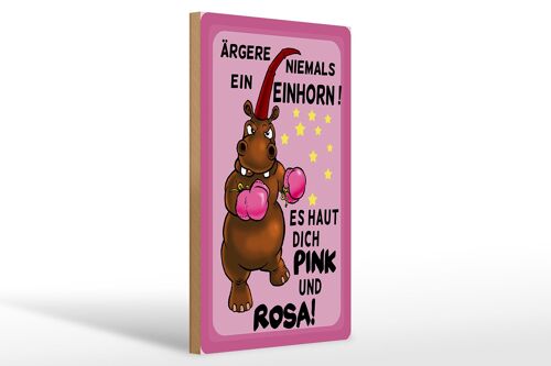 Holzschild Einhorn 20x30cm ärgere niemals haut pink rosa