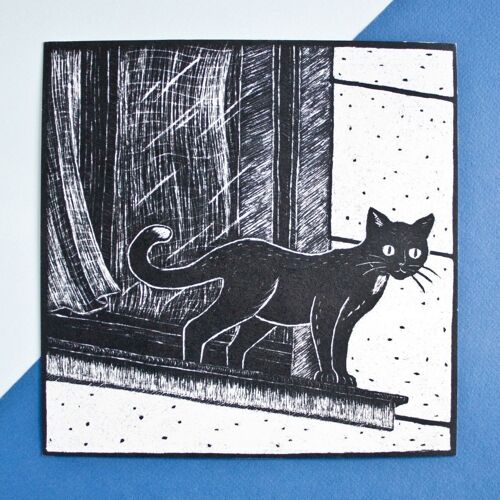 Postkarte | Katze am Fenster
