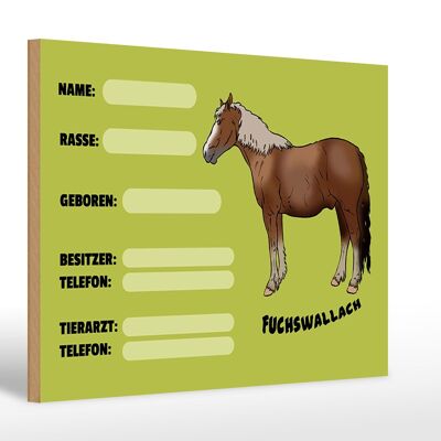 Wooden sign horse 30x20cm chestnut gelding name owner breed