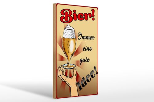 Holzschild 20x30cm Bier immer eine gute Idee beige Schild