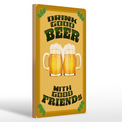 Cartel de madera 20x30cm Beber buena cerveza con amigos