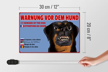 Panneau en bois avis 30x20cm avertissement chiens multi langues 4